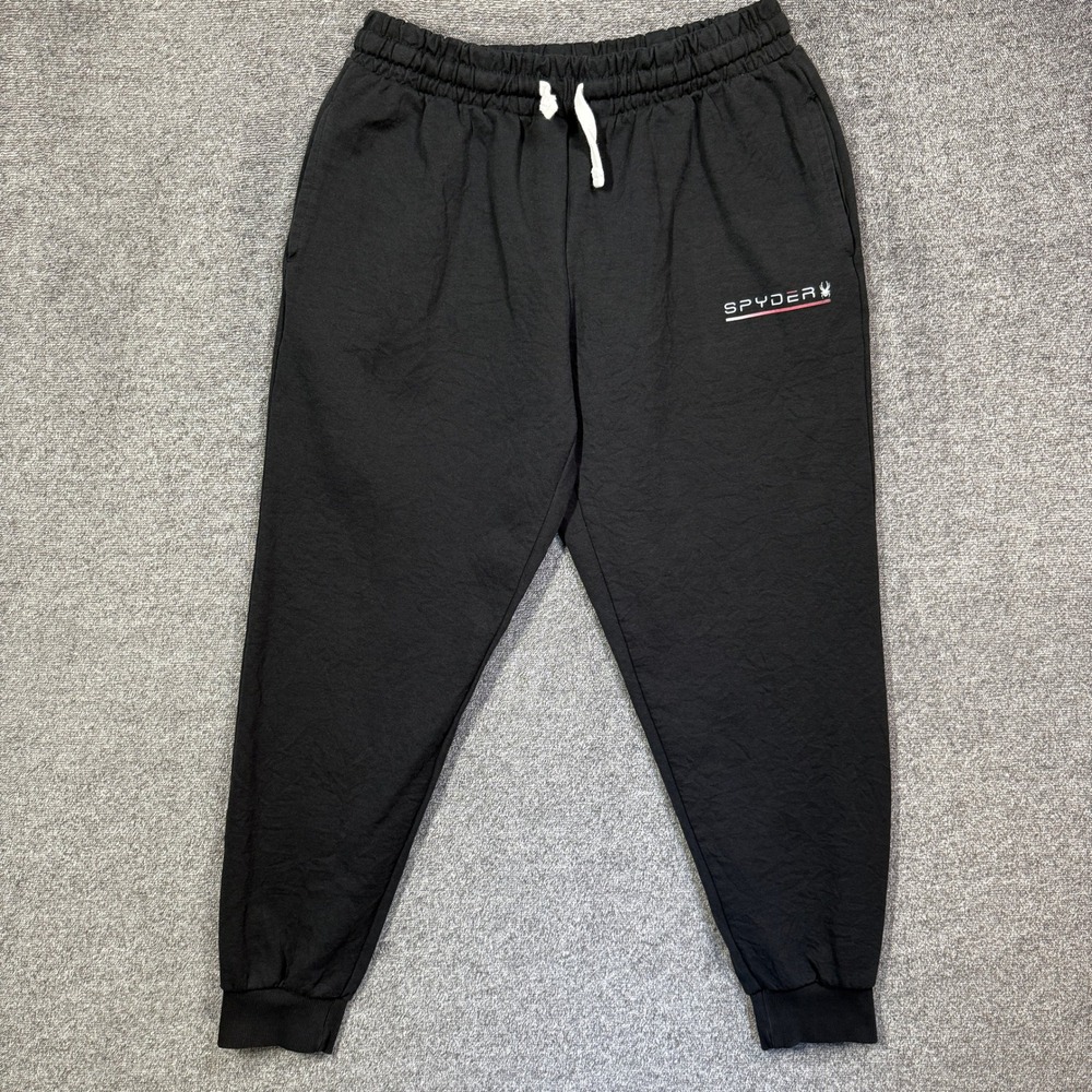 Spyder Jogger Sweatpants Mens L Black Drawstring Athletic Gym Pants